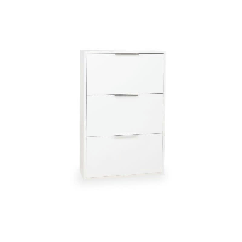 SWAN - Meuble à chaussures 3 tiroirs 9 paires blanc laqué