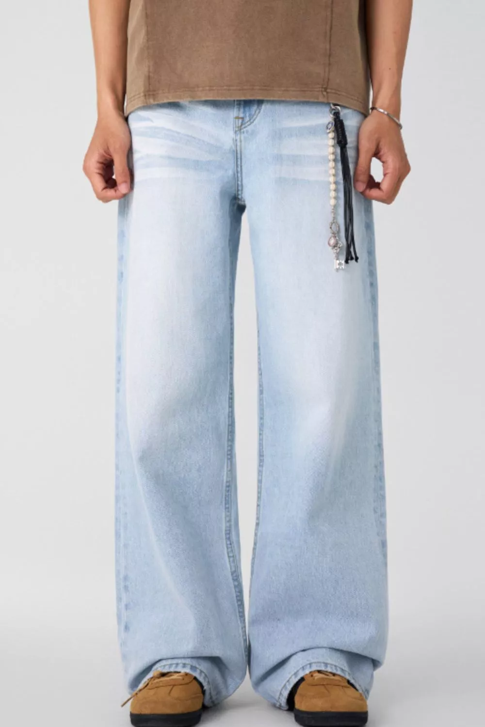 Men's Wide Leg Wash Jeans