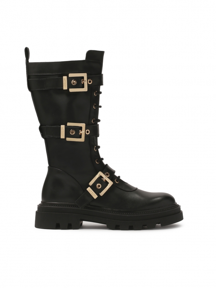 Boots with high upper and solid sole