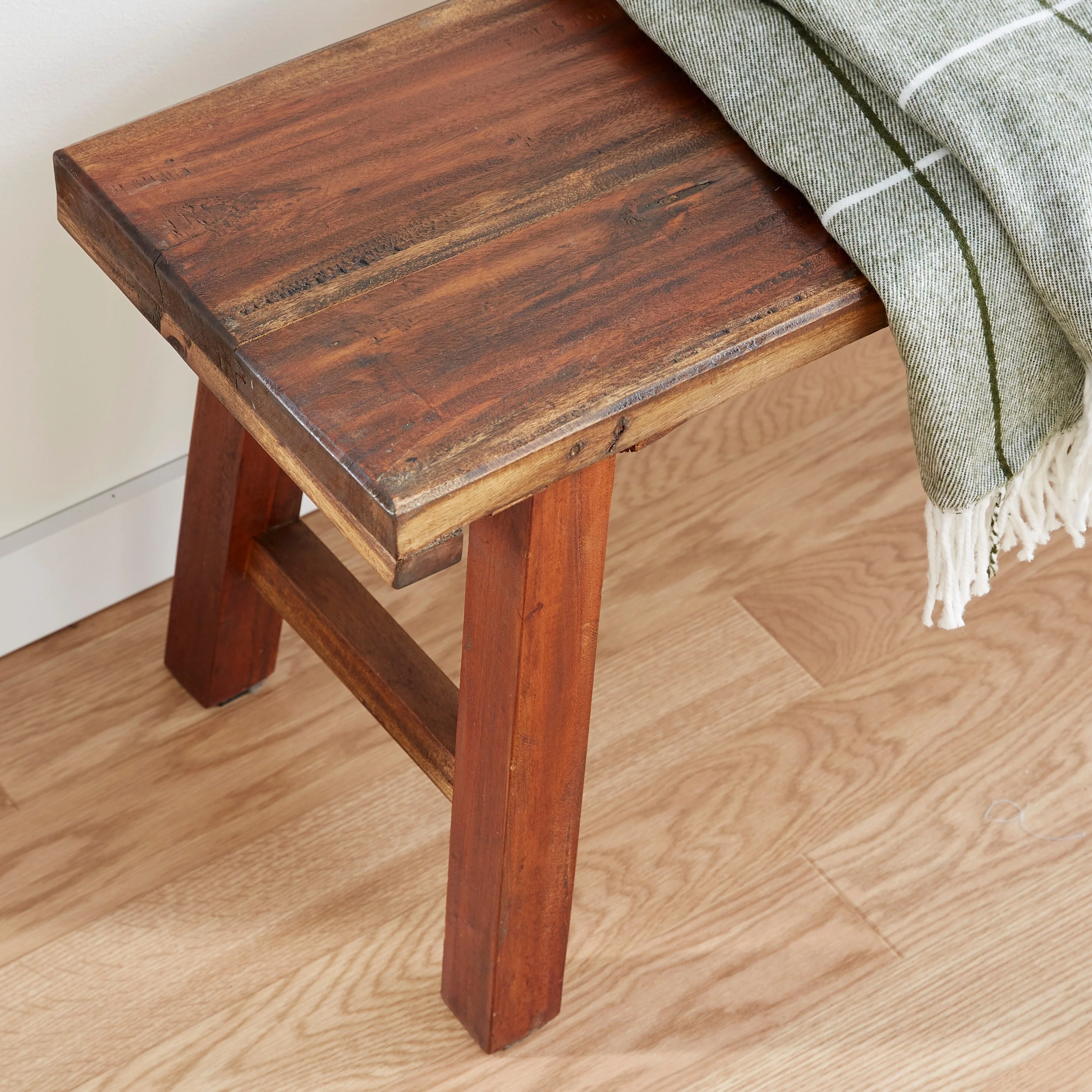 Benzara Honey Brown Wood Bench