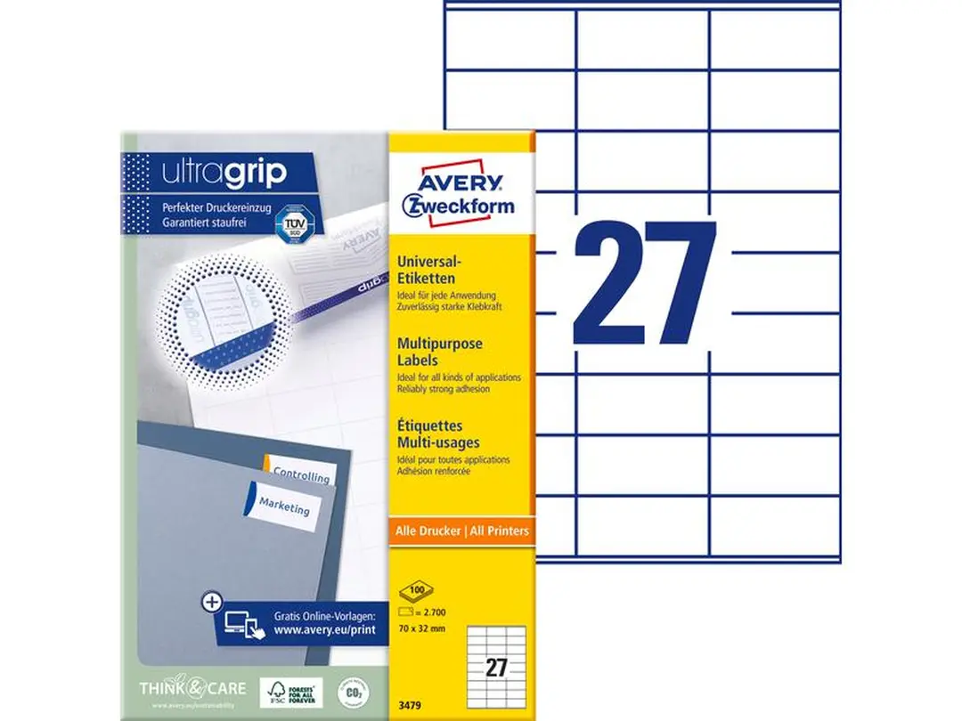 Etiketten Labels Avery 70 x 32mm