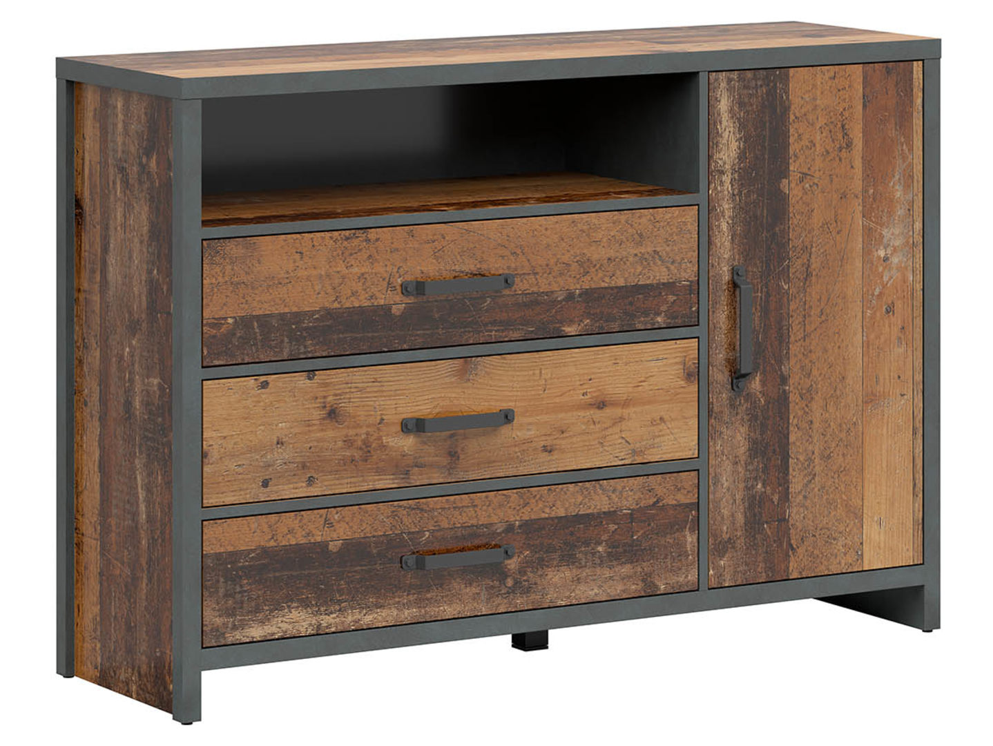 Komoda Weston 131 cm z drzwiami 3 szufladami i półką sosna old style