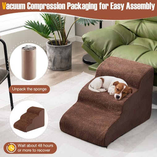 NNECW Non-Slip Dog Steps with High-Density Sponge for Small & Old Dogs