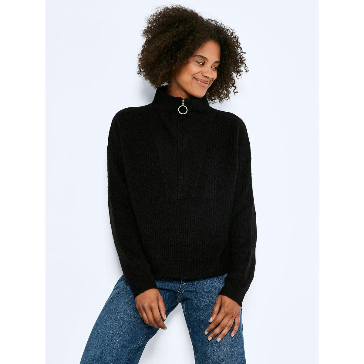 Pull col montant en grosse maille
