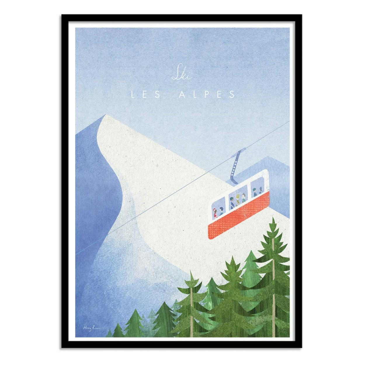 HENRY RIVERS - SKI LES ALPES - Affiche d'art 50 x 70 cm