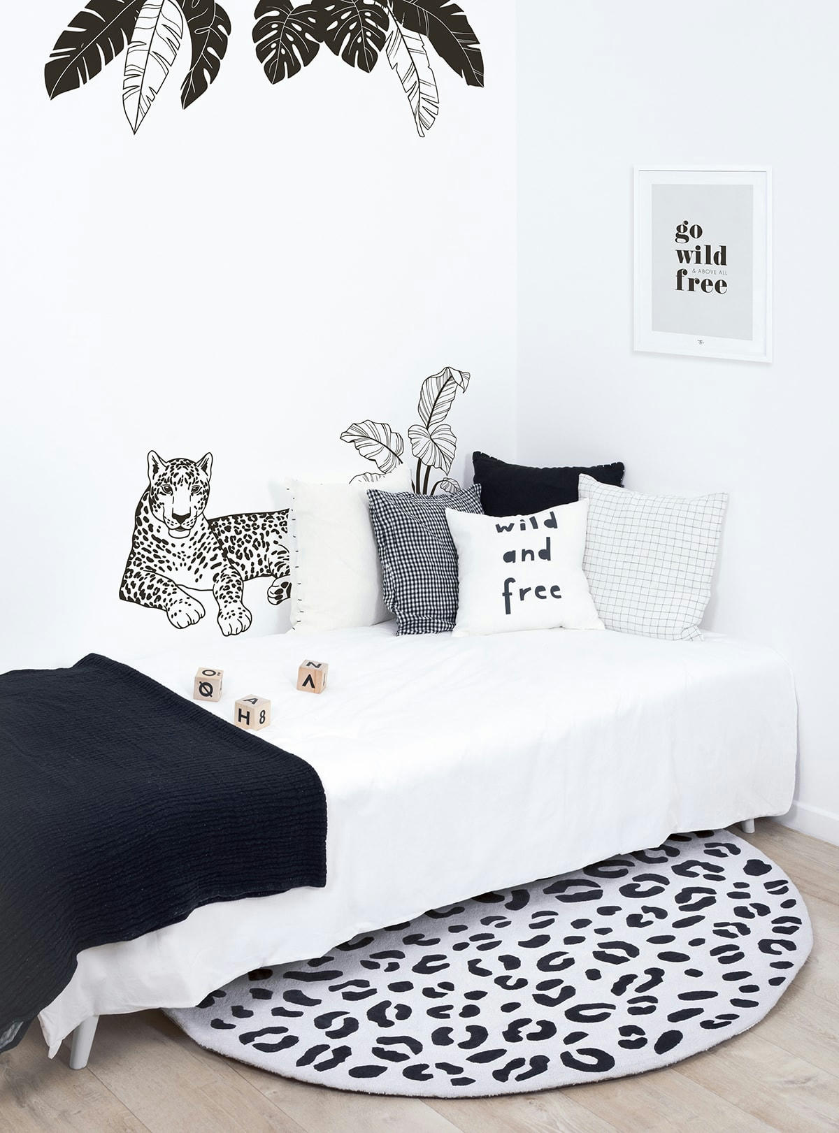 BLACK MAJIK - Lot de 2 affiches enfant léopard en papier blanc