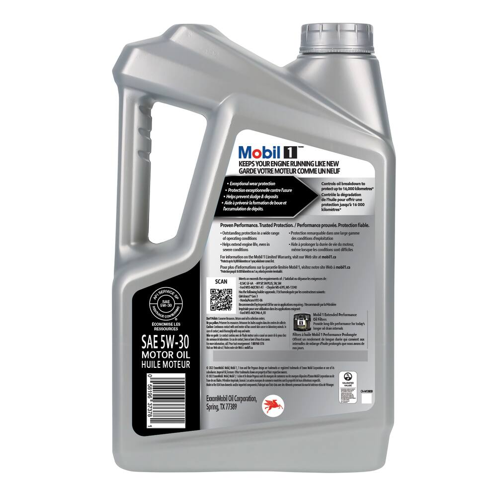 Mobil 1™ 5W30 Synthetic Engine/Motor Oil, 4.73-L