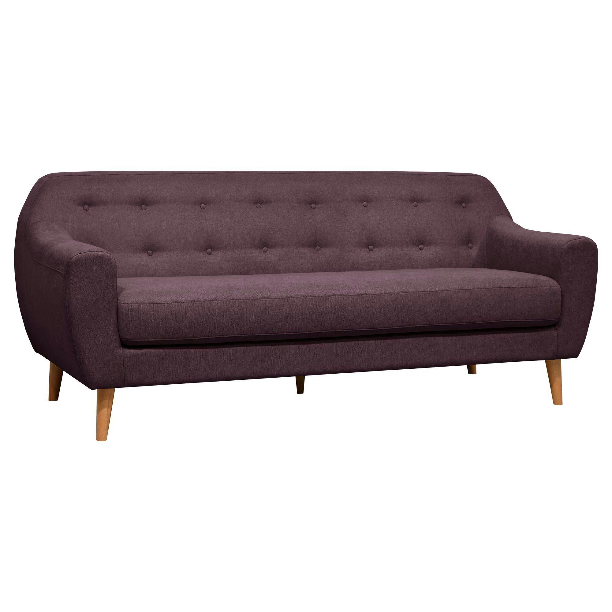 AGATHE - Canapé fixe en tissu 3 places prune