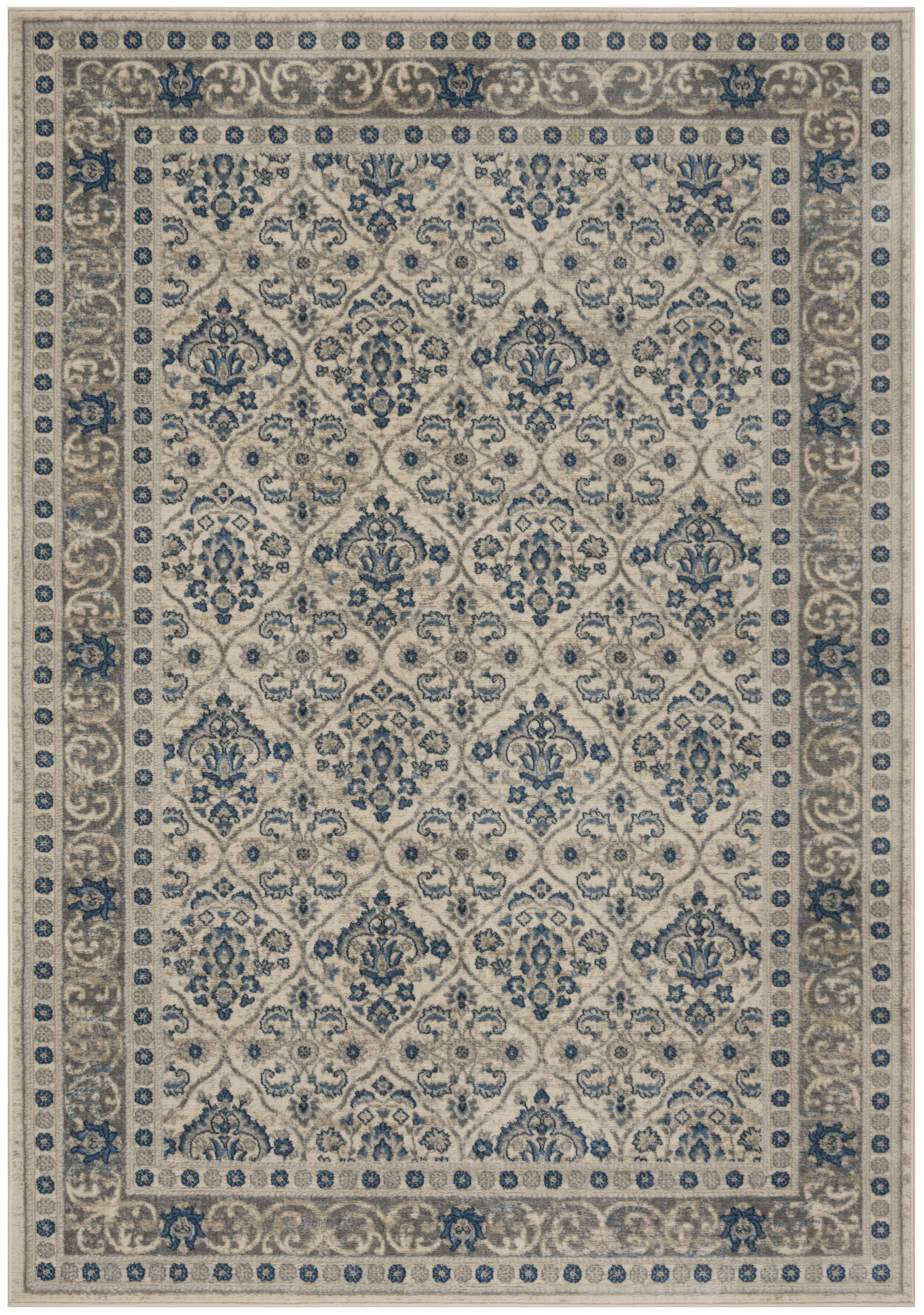 BRENTWOOD - Tapis de salon interieur en gris clair & bleu, 91 x 152 cm