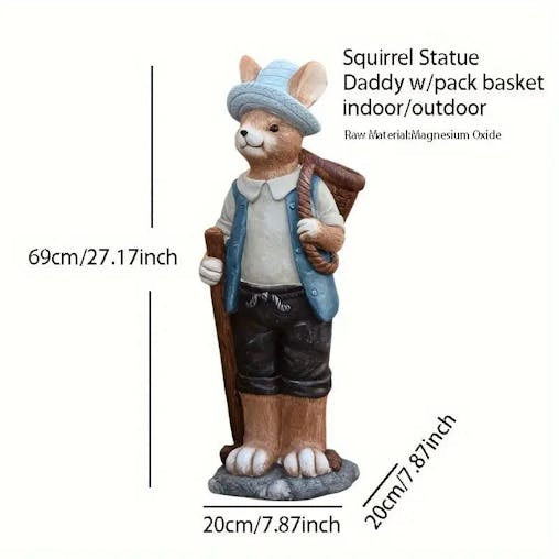 NNETM Squirrel Outdoor Garden Statue with Basket