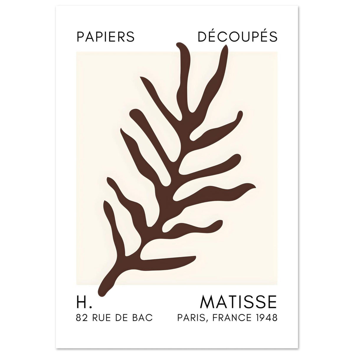Artfulprints Poster Matisse – Ocean flora brown  - A4 21x29.7 cm - Bruin