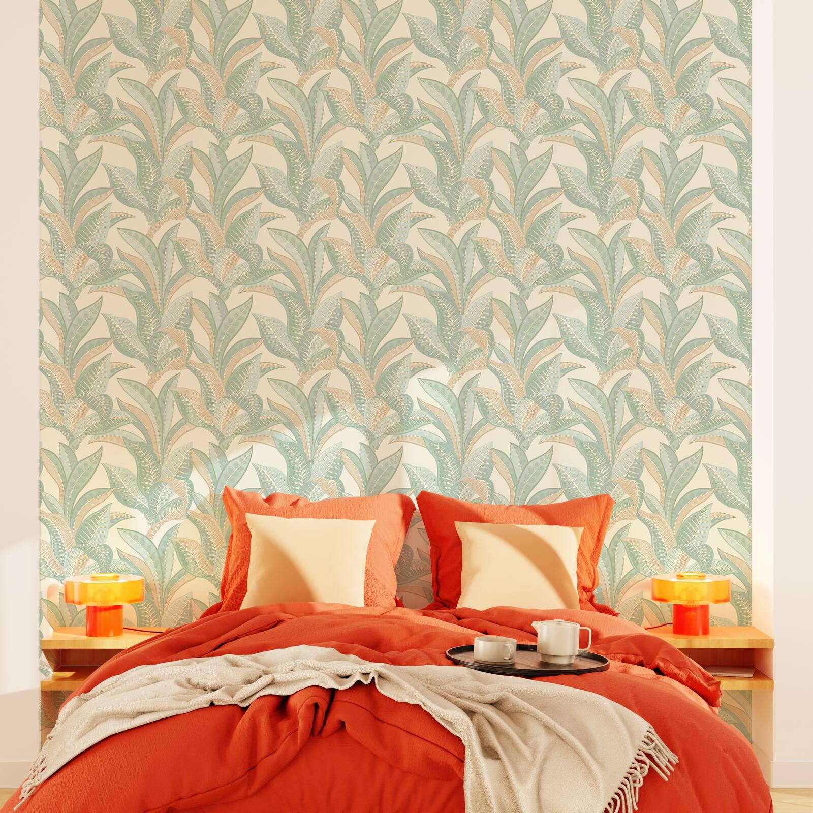 Caselio Papier peint intissé ZEPHYR bleu aqua et nude