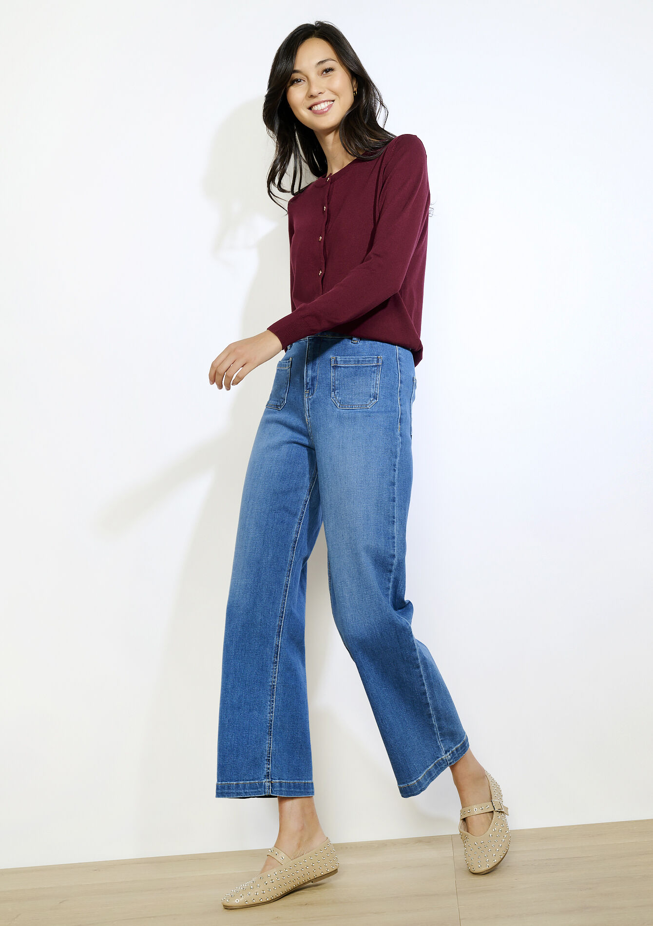 Flared jeans met hoge taille en zakken