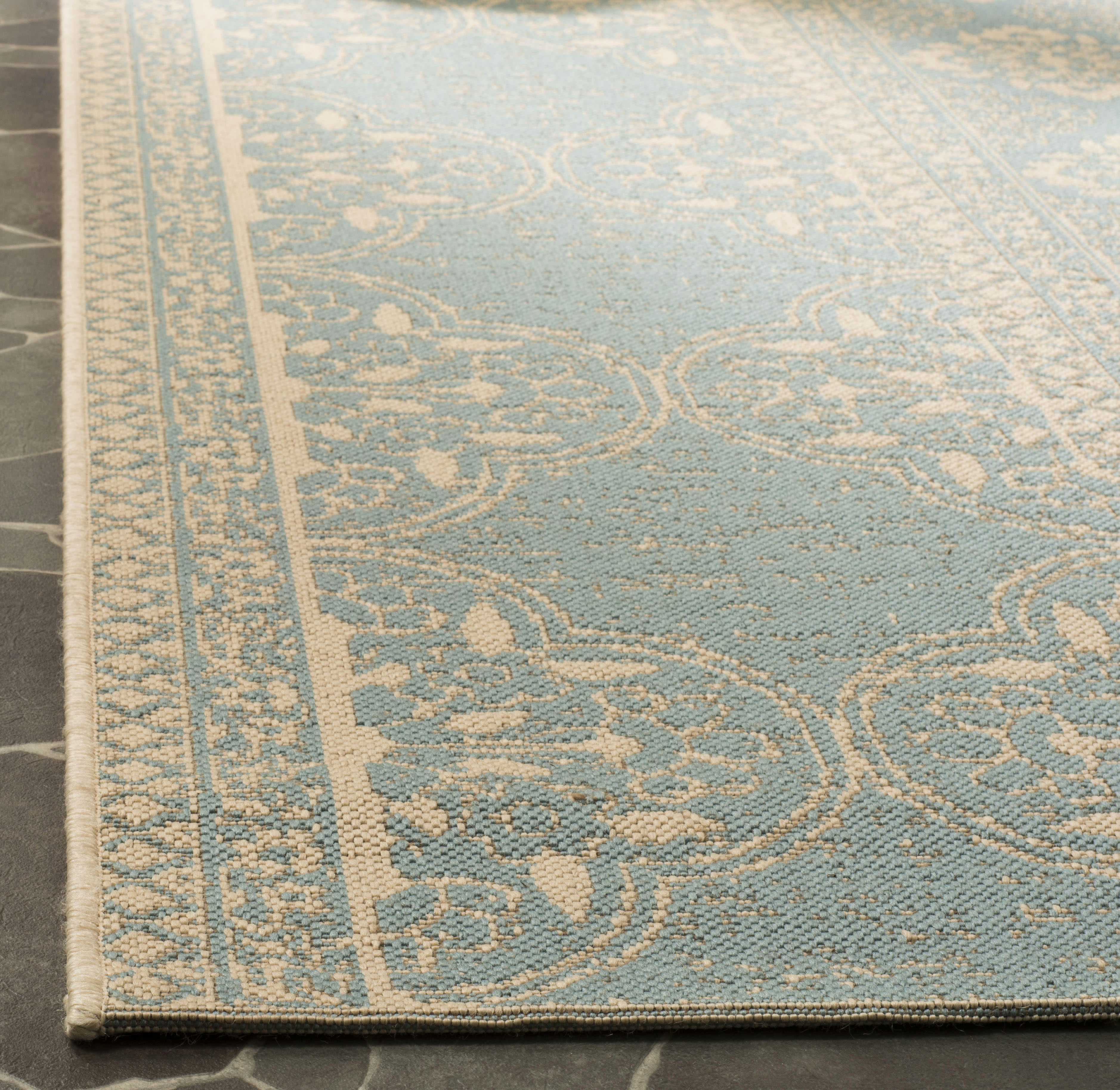 BEACHHOUSE - Tapis interieur & exterieur en crème & turquoise, 155 x 229 cm