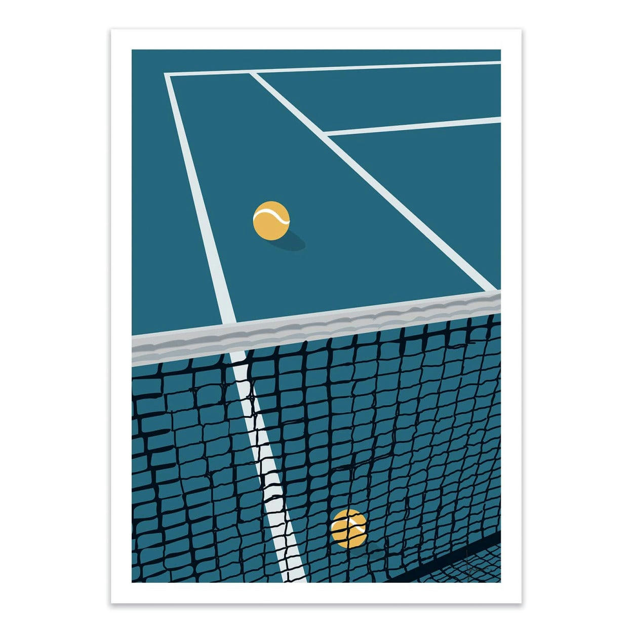 LPX ILLUSTRATION - FILET TENNIS BLEU - LPX ILLUSTRATION - Affiche d'art 50 x 70 cm