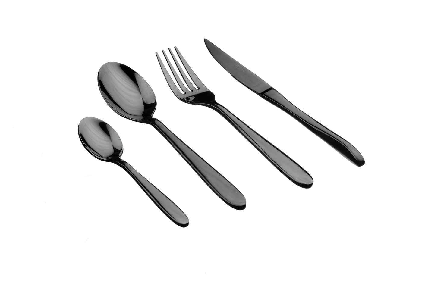 NUDE - Lot de 24 couverts de table en inox noir