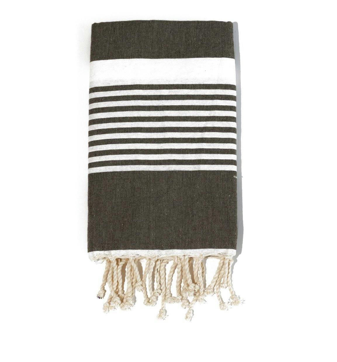 - Fouta en coton 100x200cm gris foncé