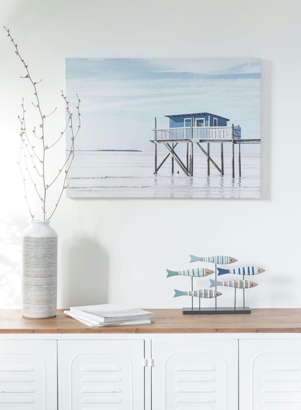 ARCACHON - Statue poissons multicolores L35