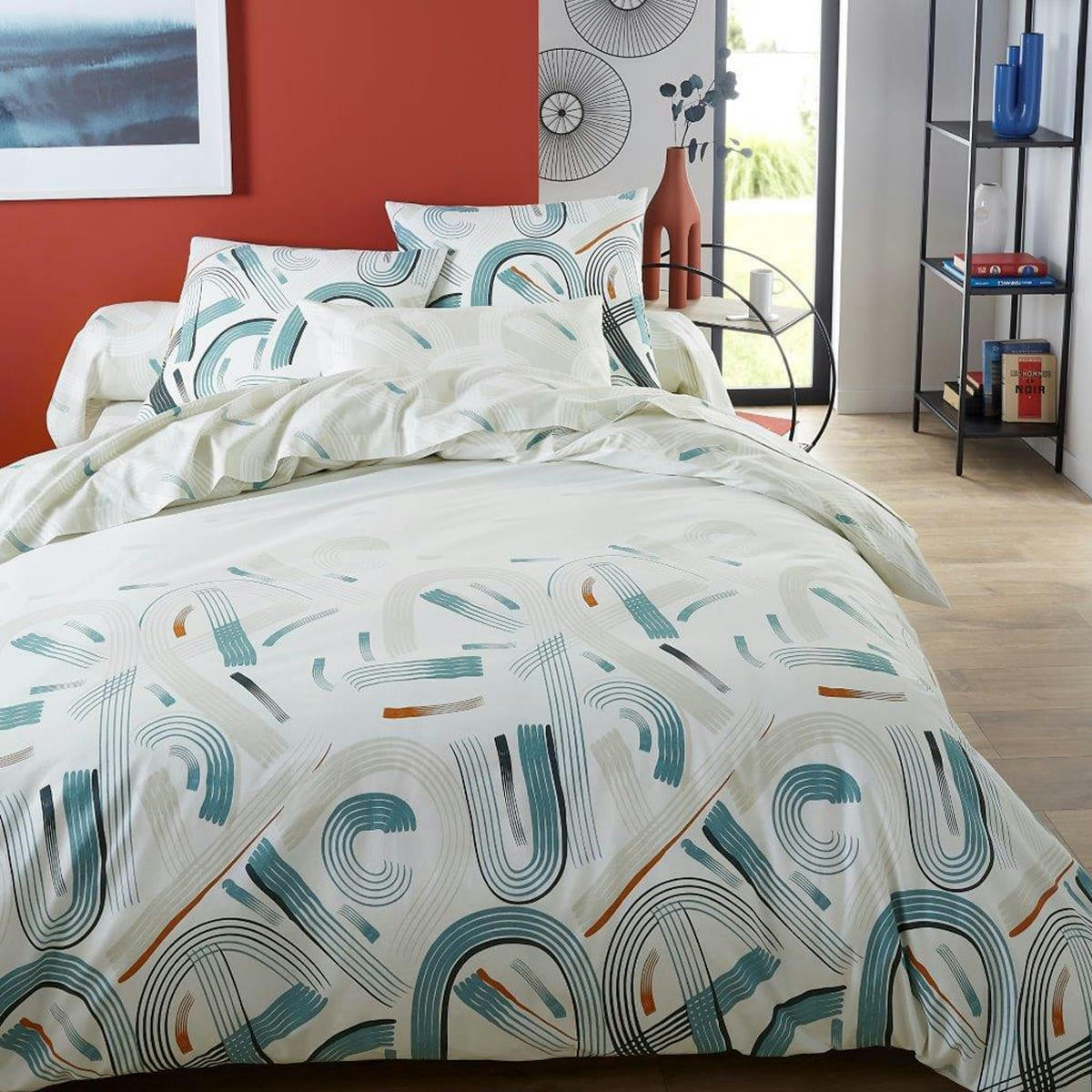 GABIN - Housse de couette en coton blanc 140x200