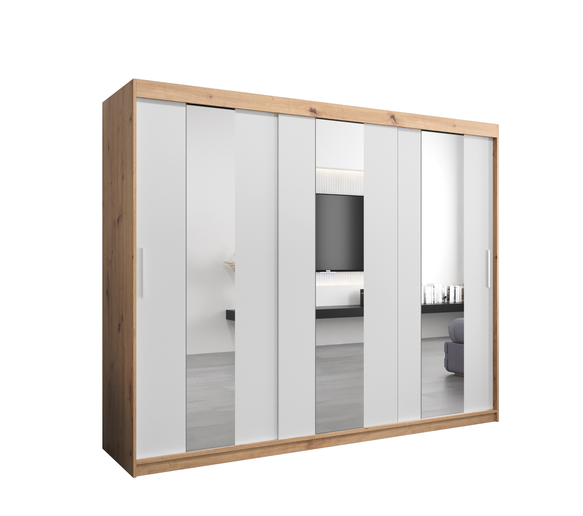 Szafa przesuwna Garderoba POLE 250artisan/biały