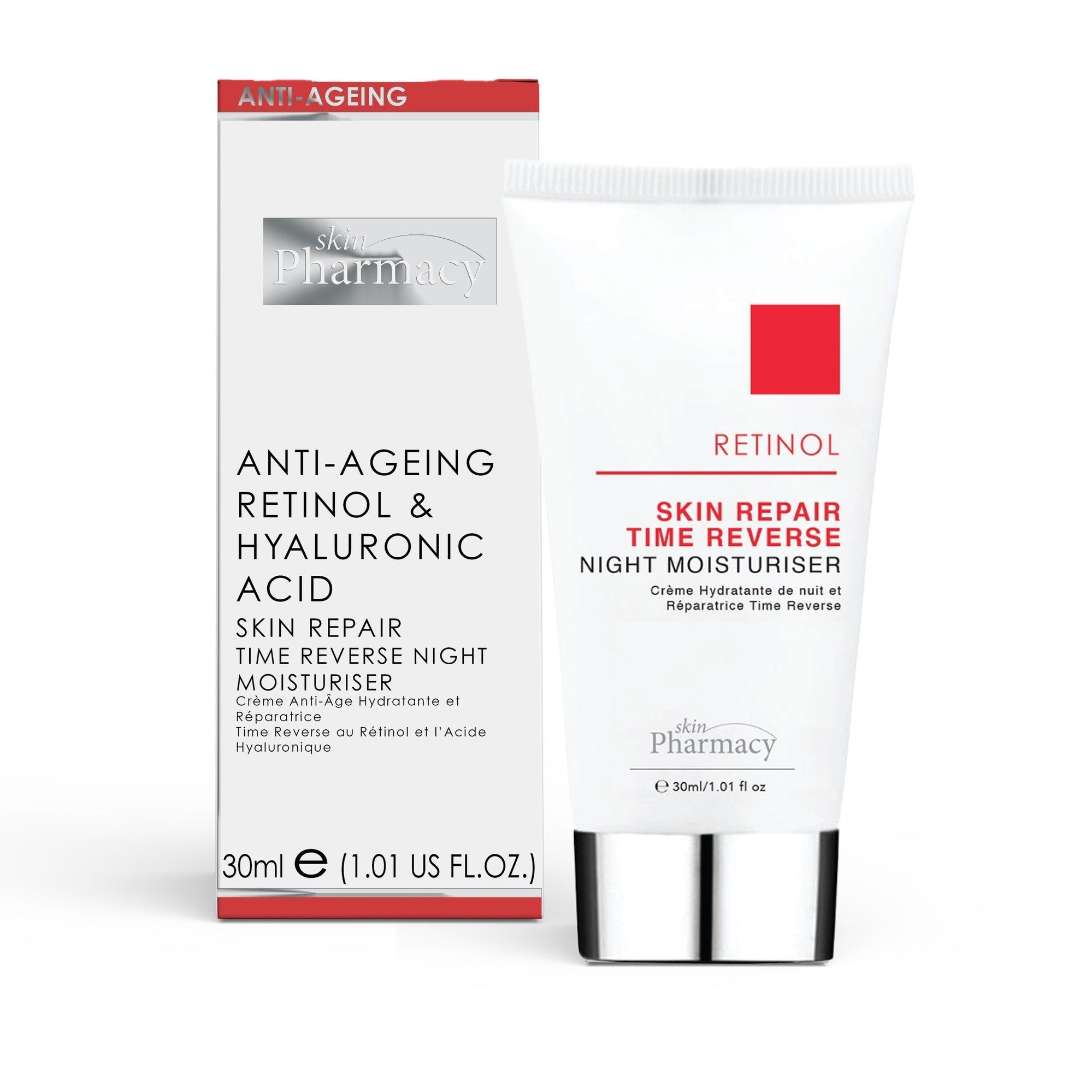 skinPharmacy Retinol Skin Repair Time Reverse Anti-Ageing Night Moisturiser 30ml x 2 Duo Set for Cell Regeneration and Smoothing