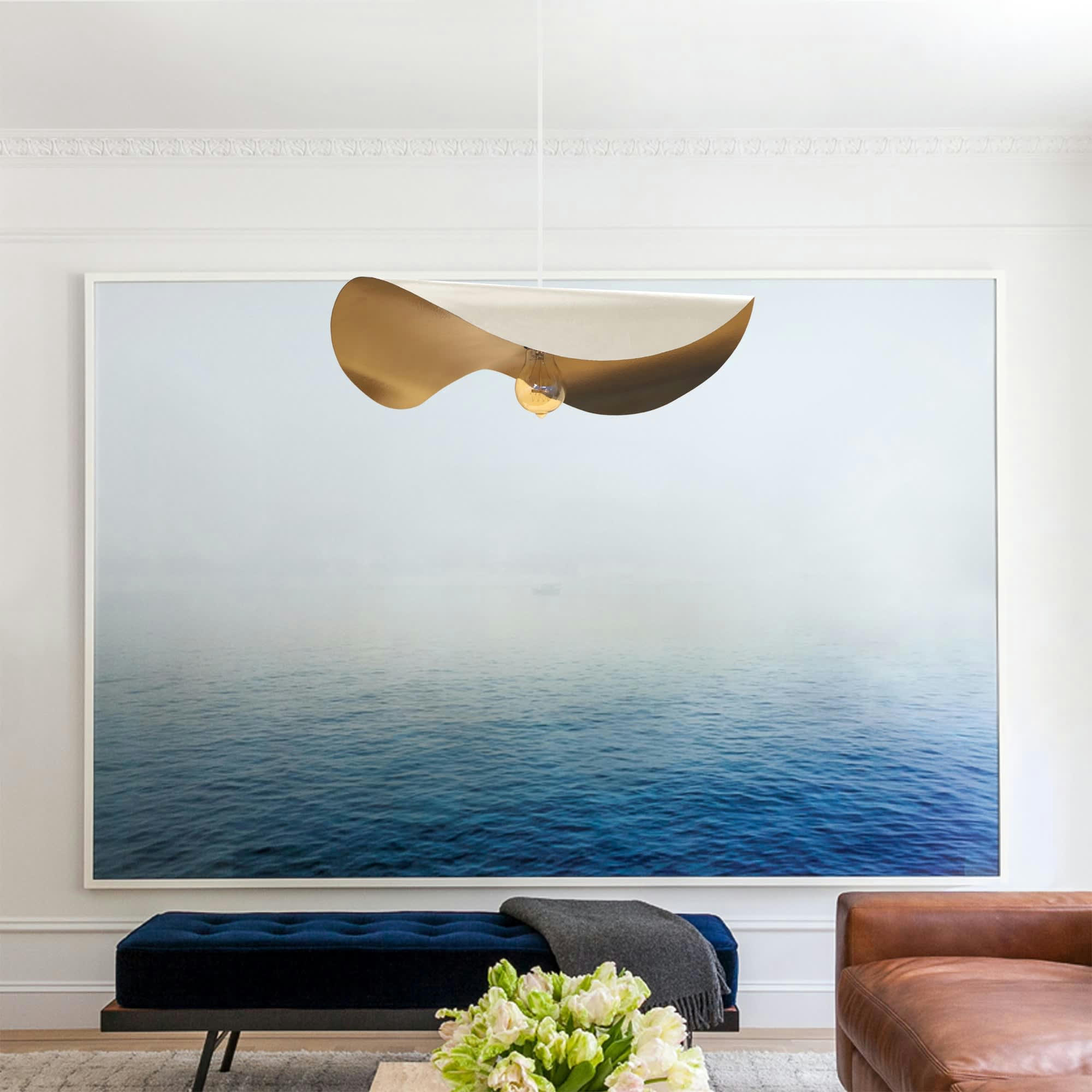 GRANDE MADAME - Suspension métal blanc d'ivoire et or