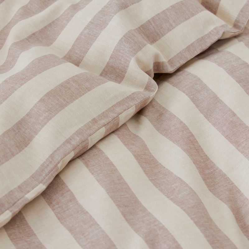 Vintage Washed Linen Cotton Cocoa Stripe Pillowcases