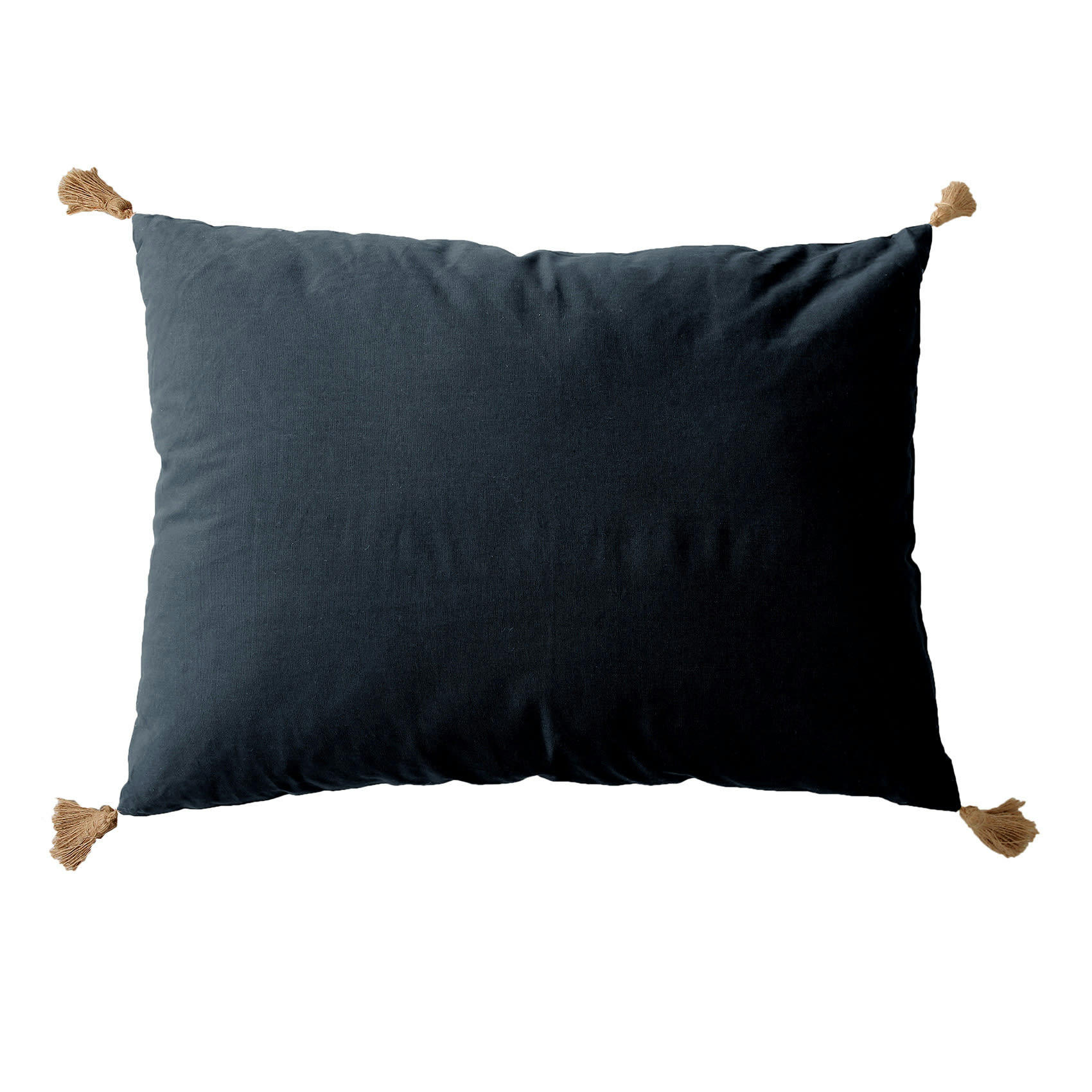 - Coussin à pompoms en coton gris anthracite 50x70cm