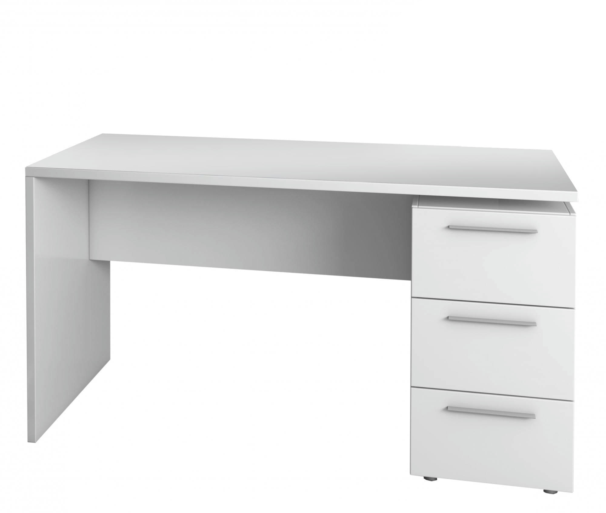 DBUTTAR - Bureau avec 2 tiroirs et 1 porte effet bois blanc