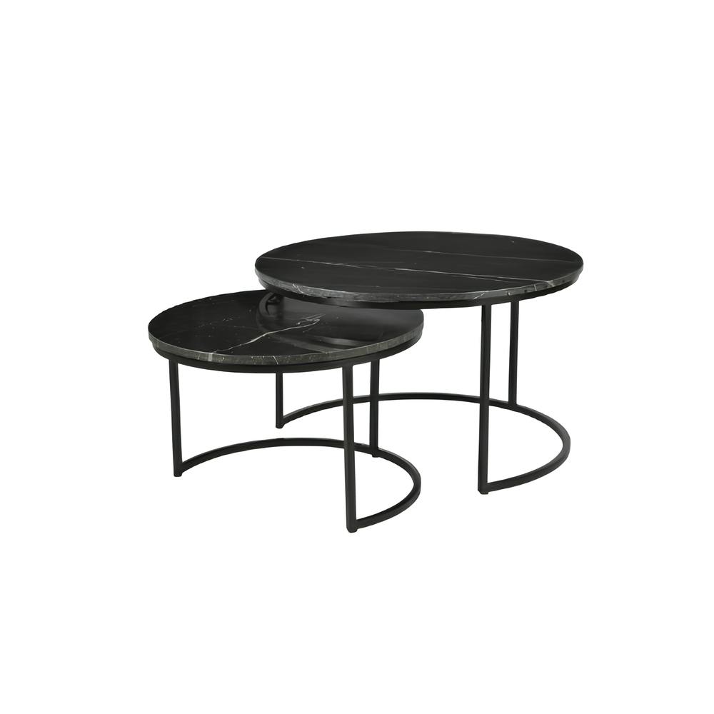 Table gigogne en marbre noir (lot de 2) DUOMO