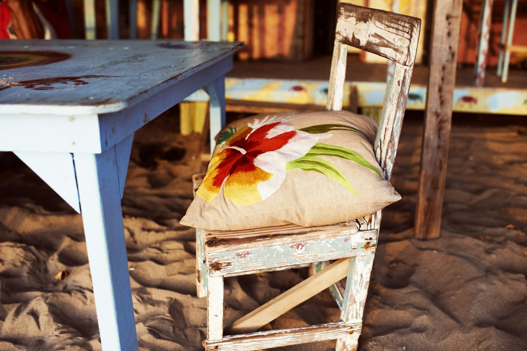 PACIFIC - Coussin fleur du pacifique beige 50x50