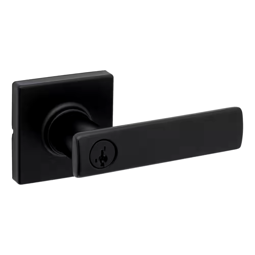 Weiser Breton Entry Keyed Door Lever Lock Set, Matte Black
