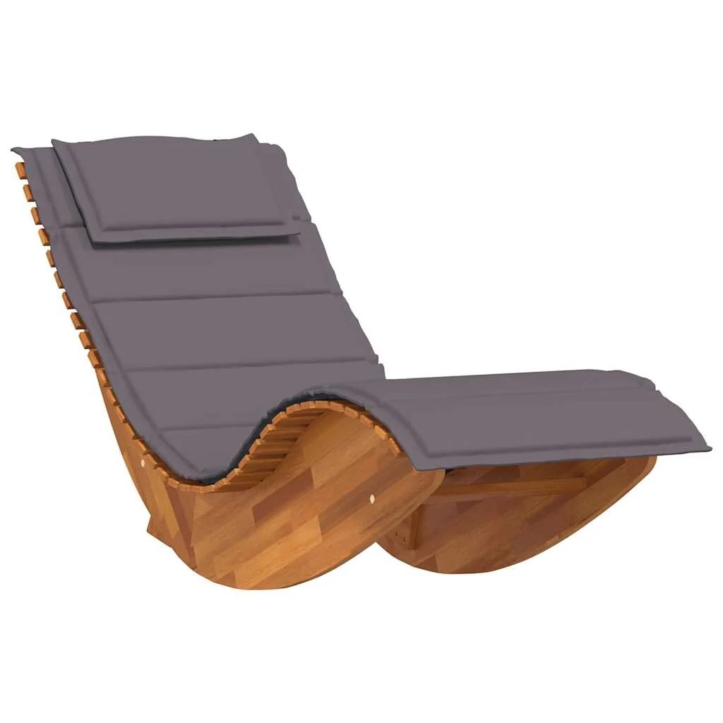 vidaXL Sun Lounger Natural Wood, Dark Grey Cushion - 23.6 x 60.6 x 29.1