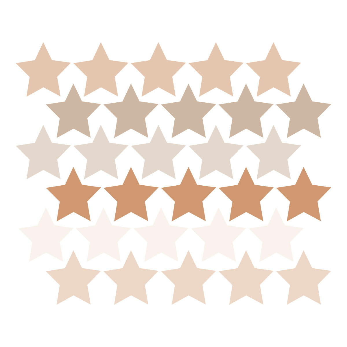 STARS1 - Stickers mureaux en vinyle étoiles marron et beige