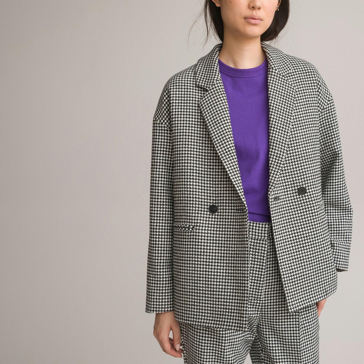 Veste ample motif pied-de-poule