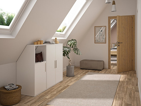 Meuble sous pente 3 portes et 1 niche - Blanc - ADEZIO