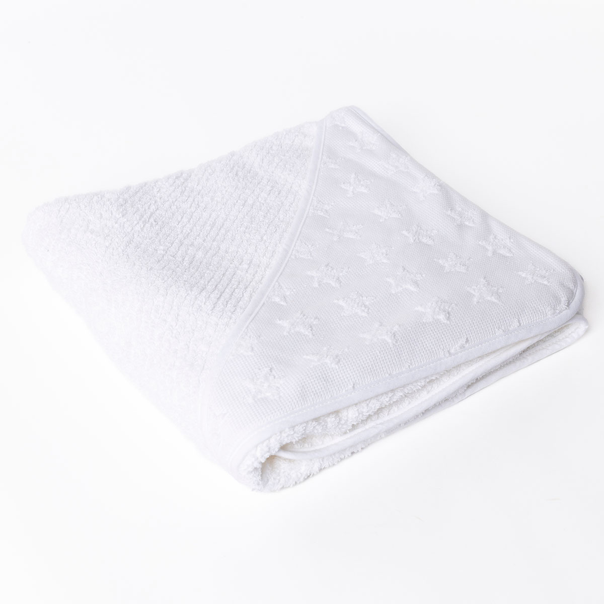 Toalha de banho com capuz branco com estrelas 100x100cm