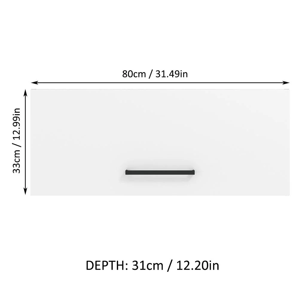 Madesa Hazel Wall Kitchen Storage Cupboard Cabinet with Horizontal Door and Shelves 31 In Modern Organization Unit - White