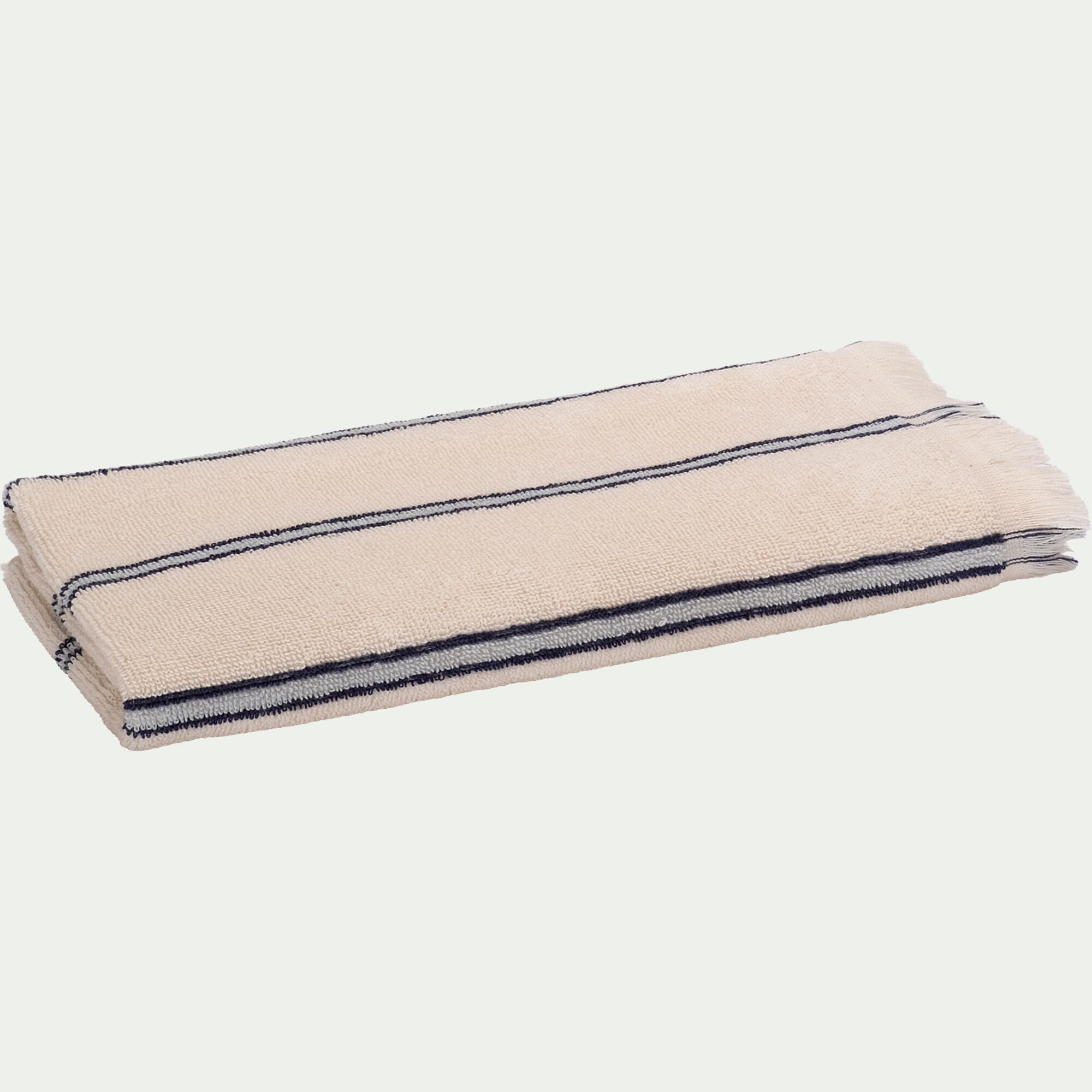 AMASIS - Serviette de toilette en coton à rayures 50x100cm - blanc