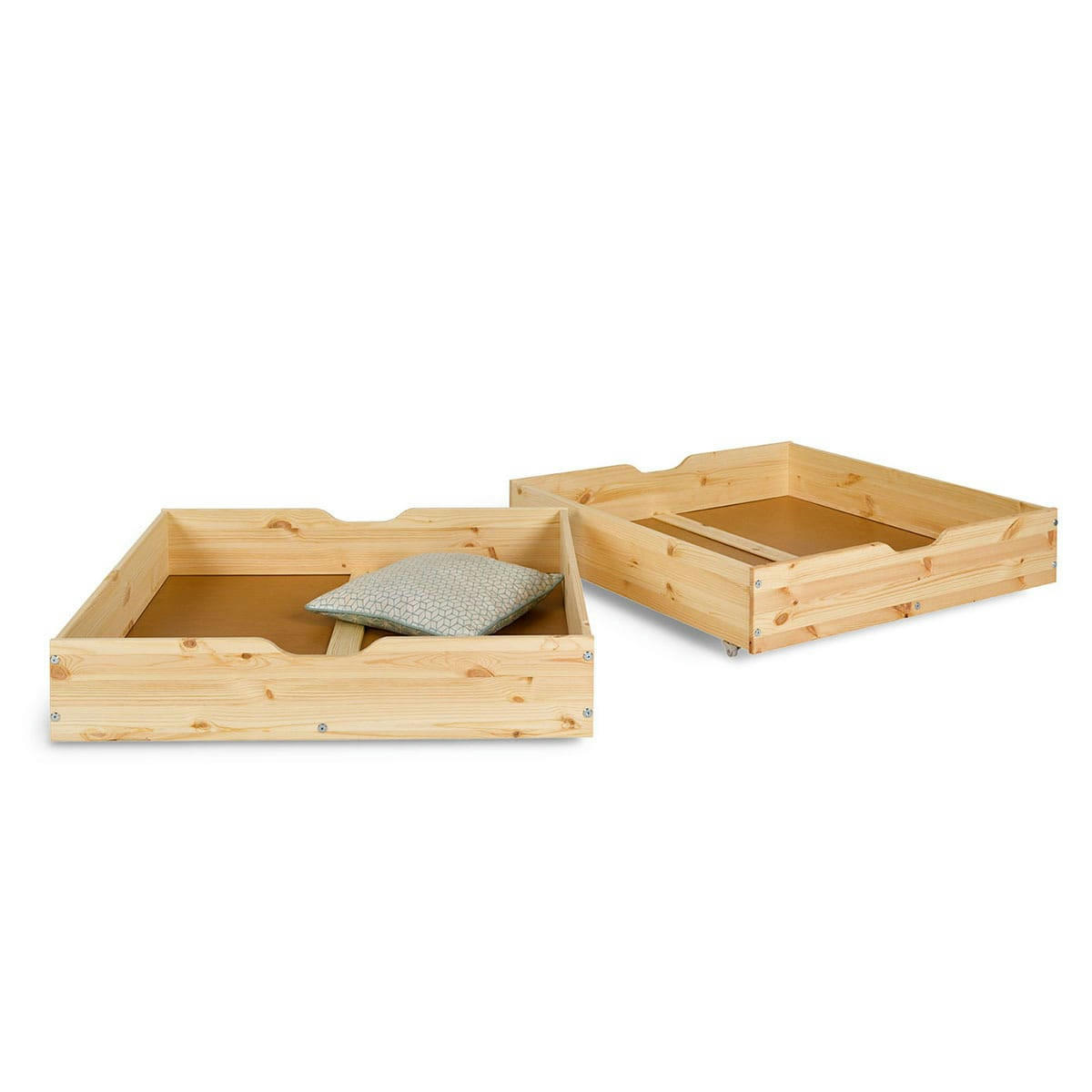 AARON - Lot de 2 tiroirs pour lit superposé 90x190 cm bois massif