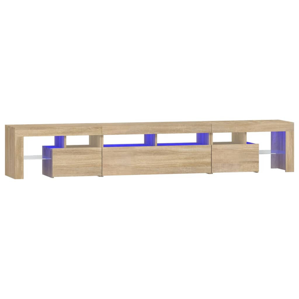 Szafka Pod Telewizor Stolik Półka Szafka RTV Brązowa LED 230x36.5x40 cm