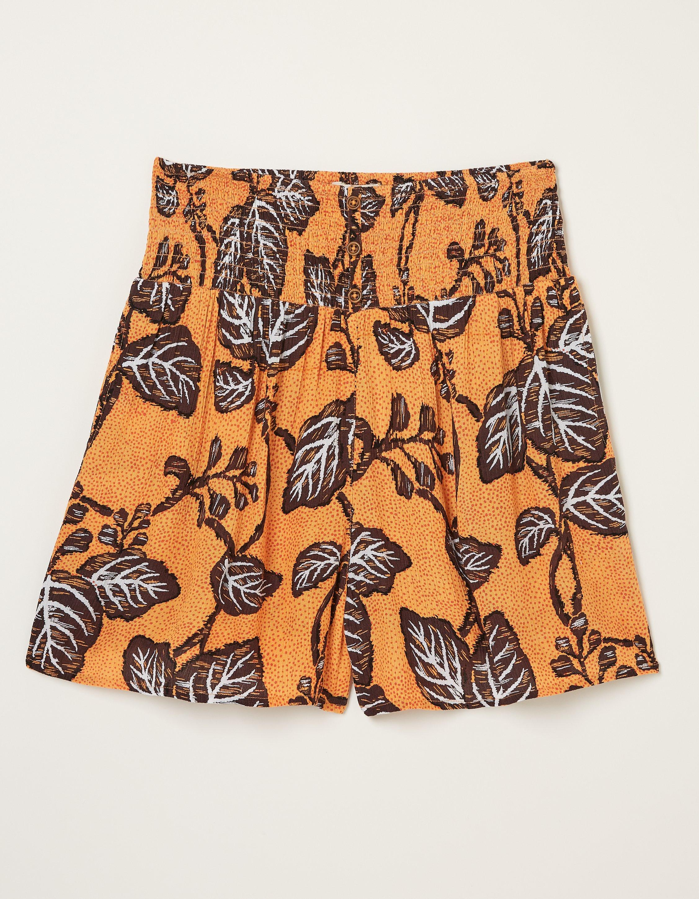 Shirred Vine Floral Shorts