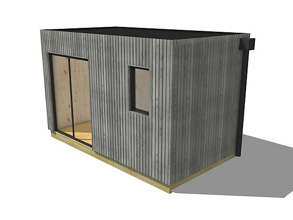 Bureau de jardin 4 saisons en bois 4,4 x 2,4 x 2,7 m / isolation RE2020 avec plancher isolé / menuiseries alu k-line