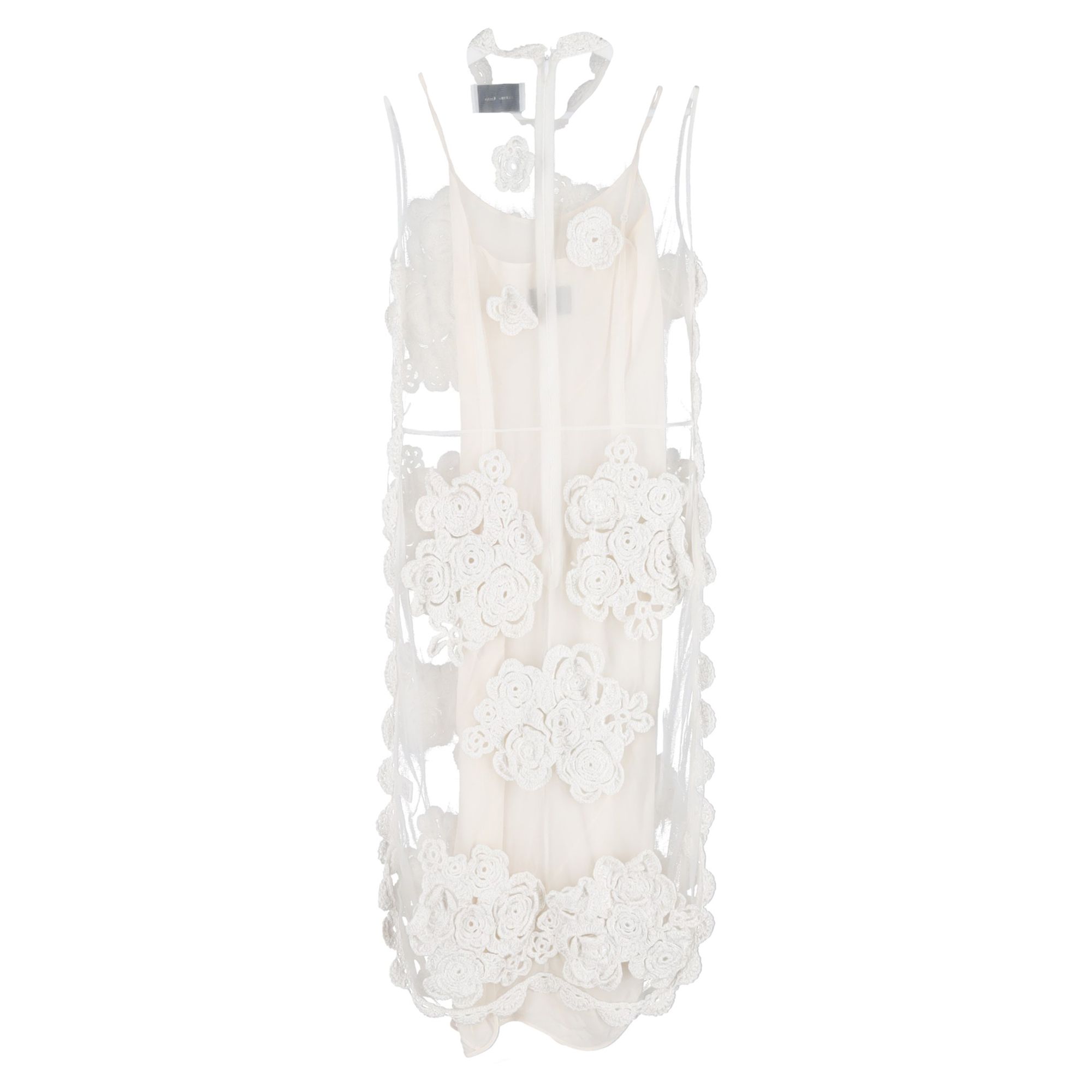Simone Rocha Preloved Floral-Applique Mesh Midi Dress in White Polyester