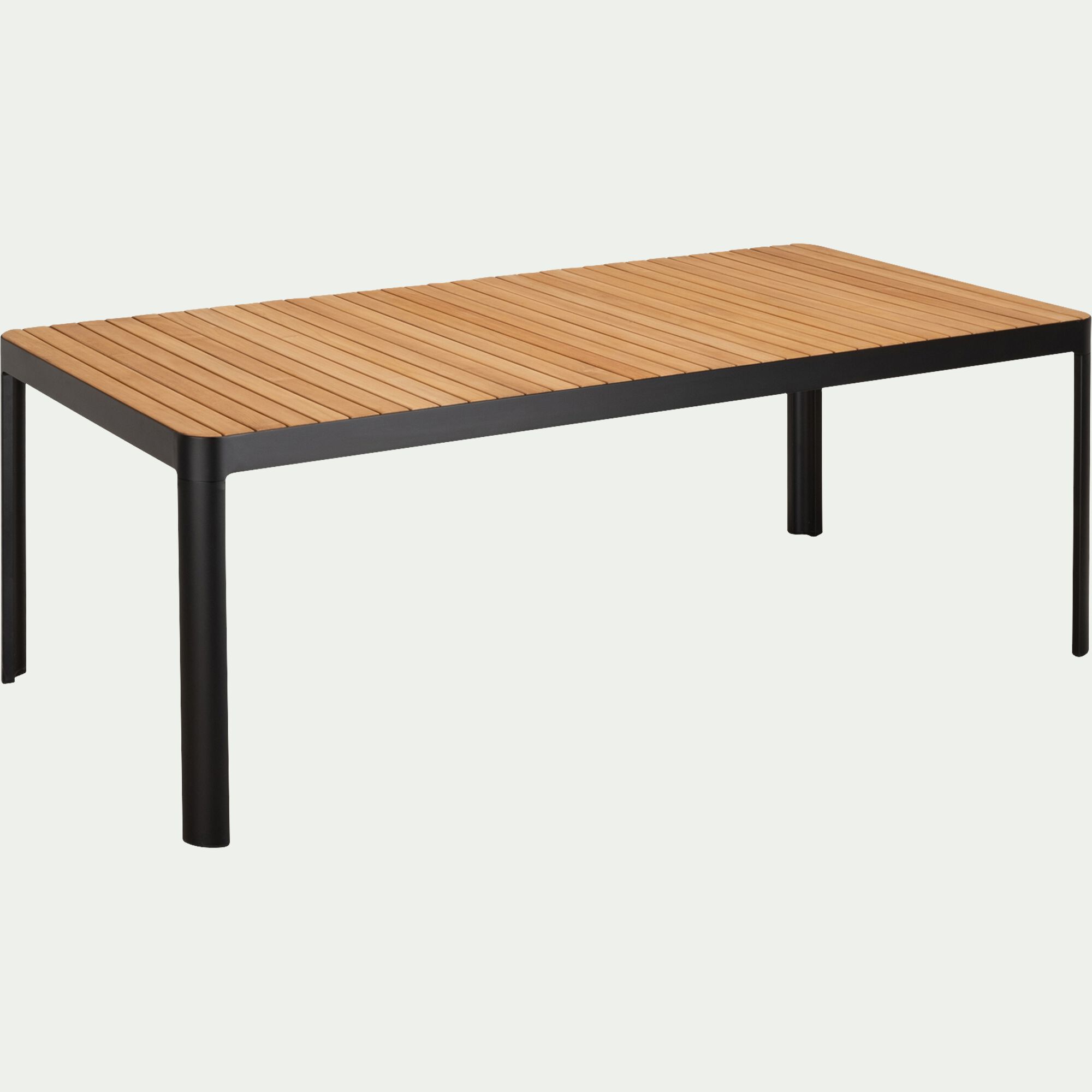 TASTA - Table de repas jardin en aluminium et teck - bois clair (8 places)