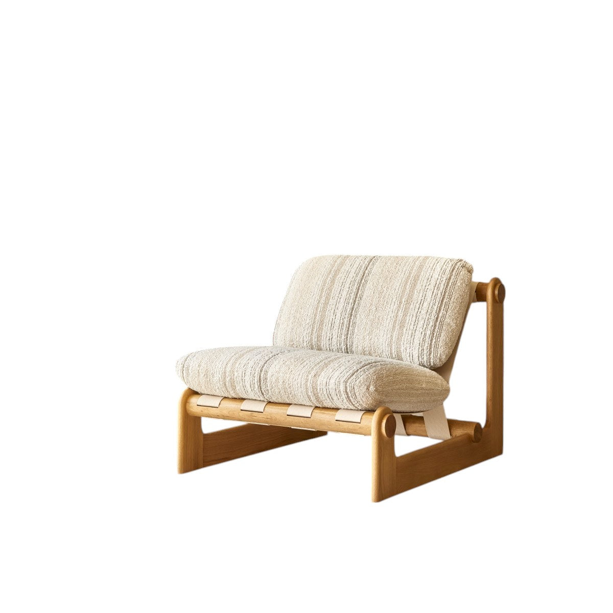 Tikamoon - XL fauteuil van massief eikenhout en beige stof