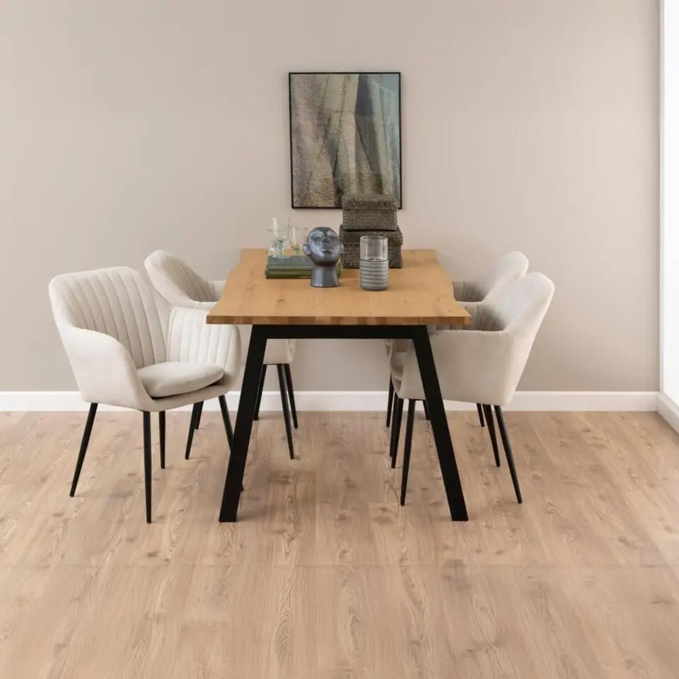 Eetkamerstoel - Lichtgrijs - Stof - Zithoogte 49cm - Fiska