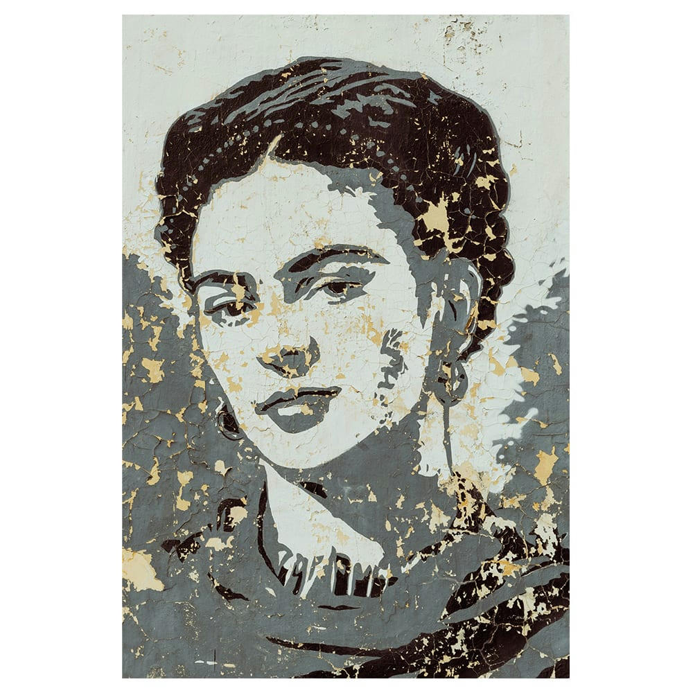 - Tableau portrait de Frida Kahlo sur un mur 50x80cm