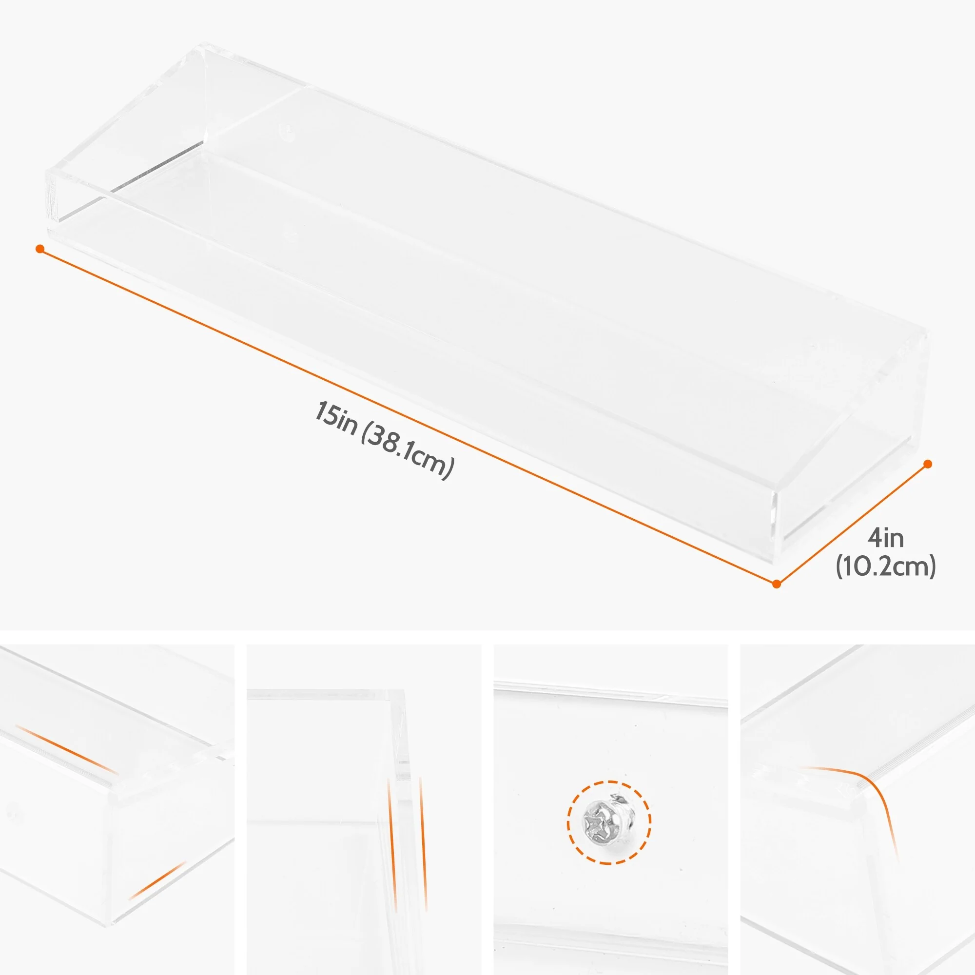 Acrylic Floating Shelves for Wall, Clear Acrylic Shelves for Bathroom Bedroom Living Room and Kitchen Room Decor Clear - 2 Pack