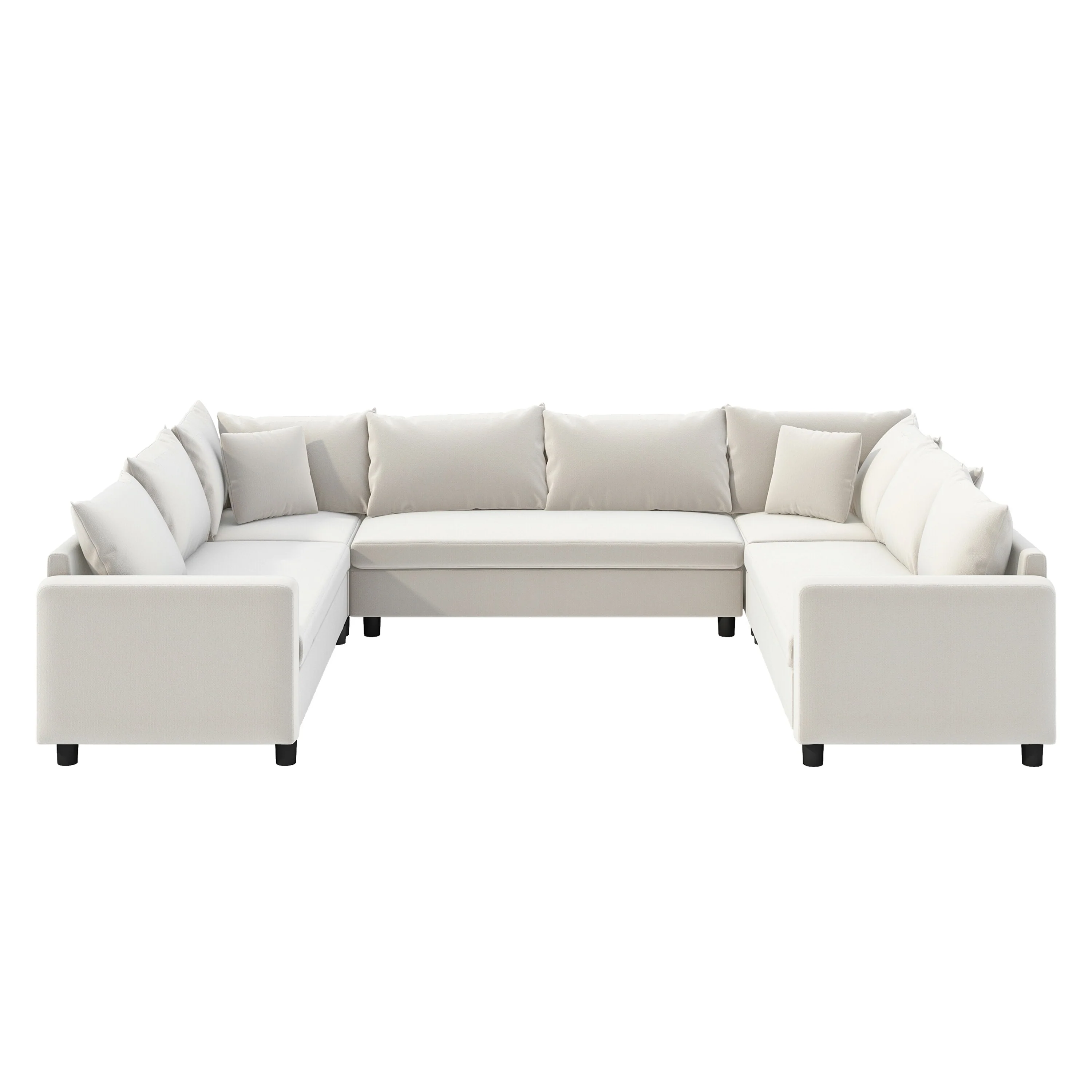 Modern U Shaped Modular Sofa with Chenille Upholstery and Wood Frame for Living Rooms or Guest Rooms